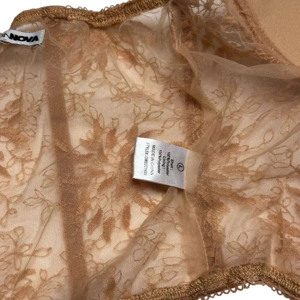 Fashion Nova Lace Corset Bustier Beige Large